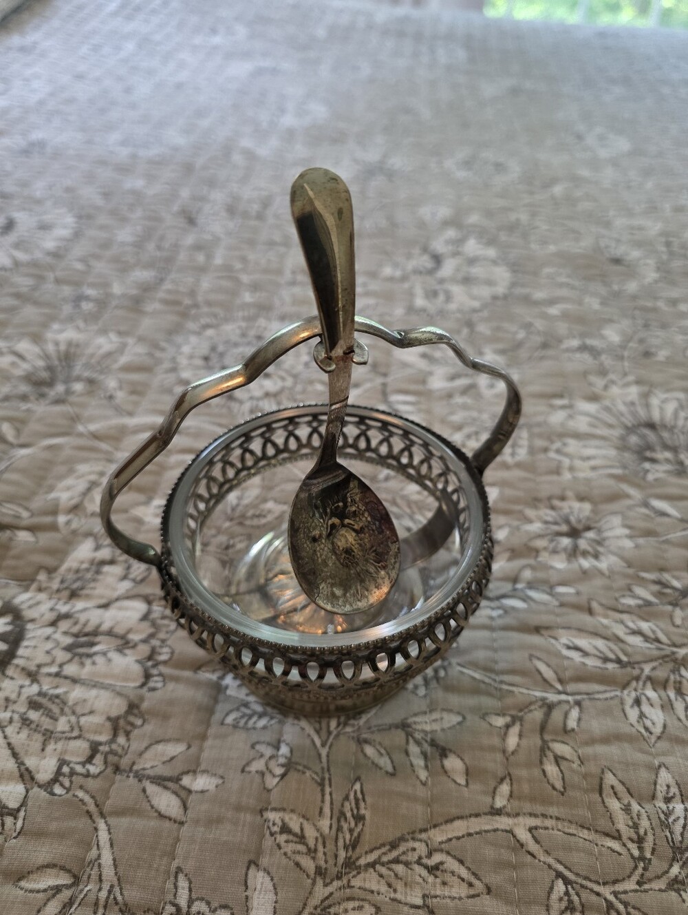 Decorative Glass Dish with Spoon
